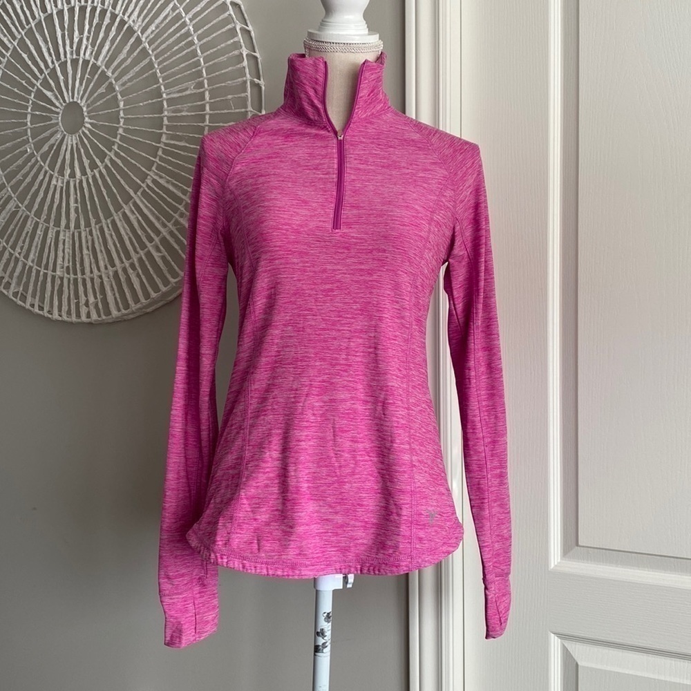 Old Navy - Pretty in Pink Space Dye, Semi-Fitted 1/4 Zip Activewear Pullover